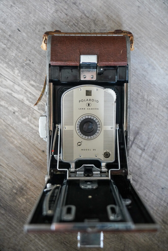 Polaroid Land Camera Model 95 front view with bellows closed